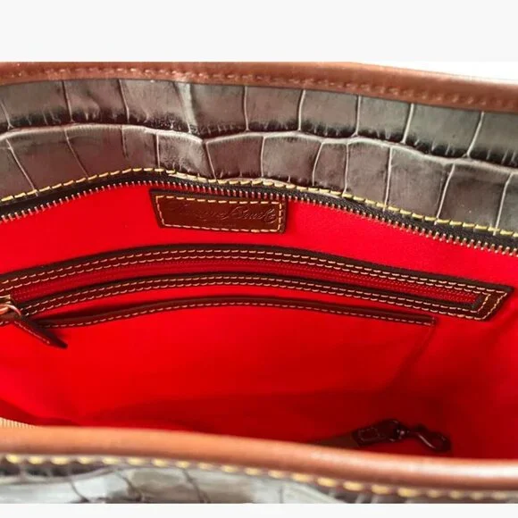 Dooney & Bourke Medium Gray Embossed Mock Croc Bag Tote EUC - Picture 14 of 14